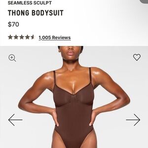 SKIMS Brown Thong Bodysuit